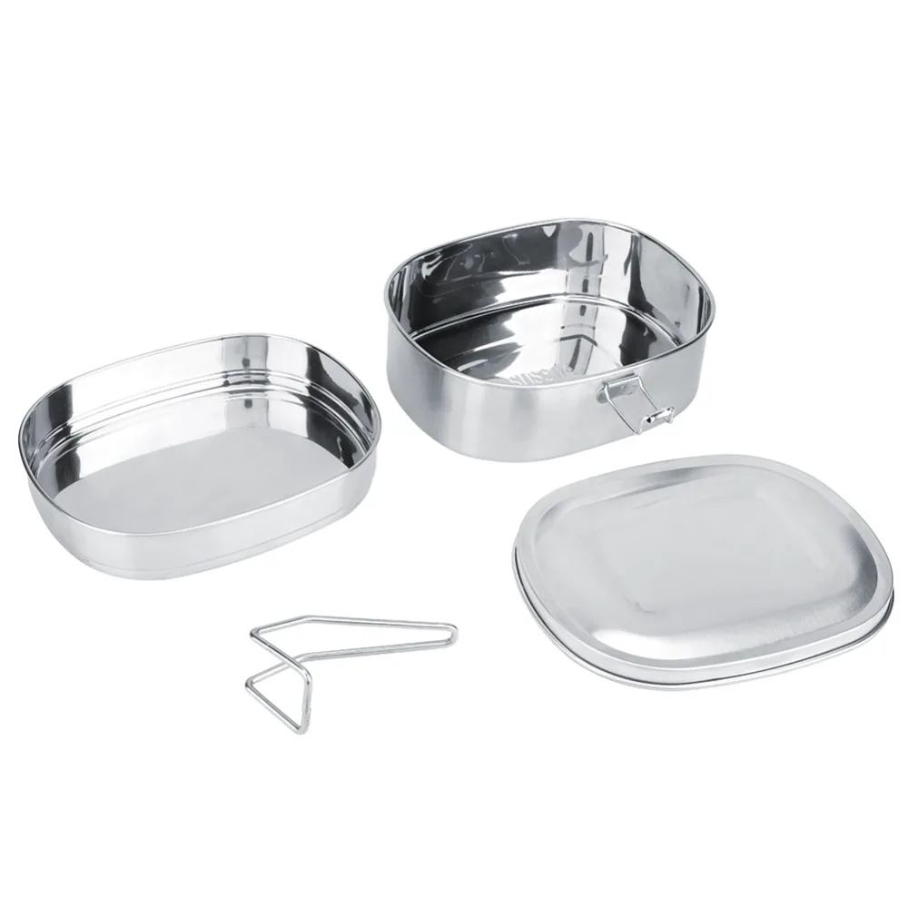 Practical 304 Stainless Steel Double Layer Lunch Box 2 Compartments 1300ml Food Storage Container Divided Lunch Box For Office