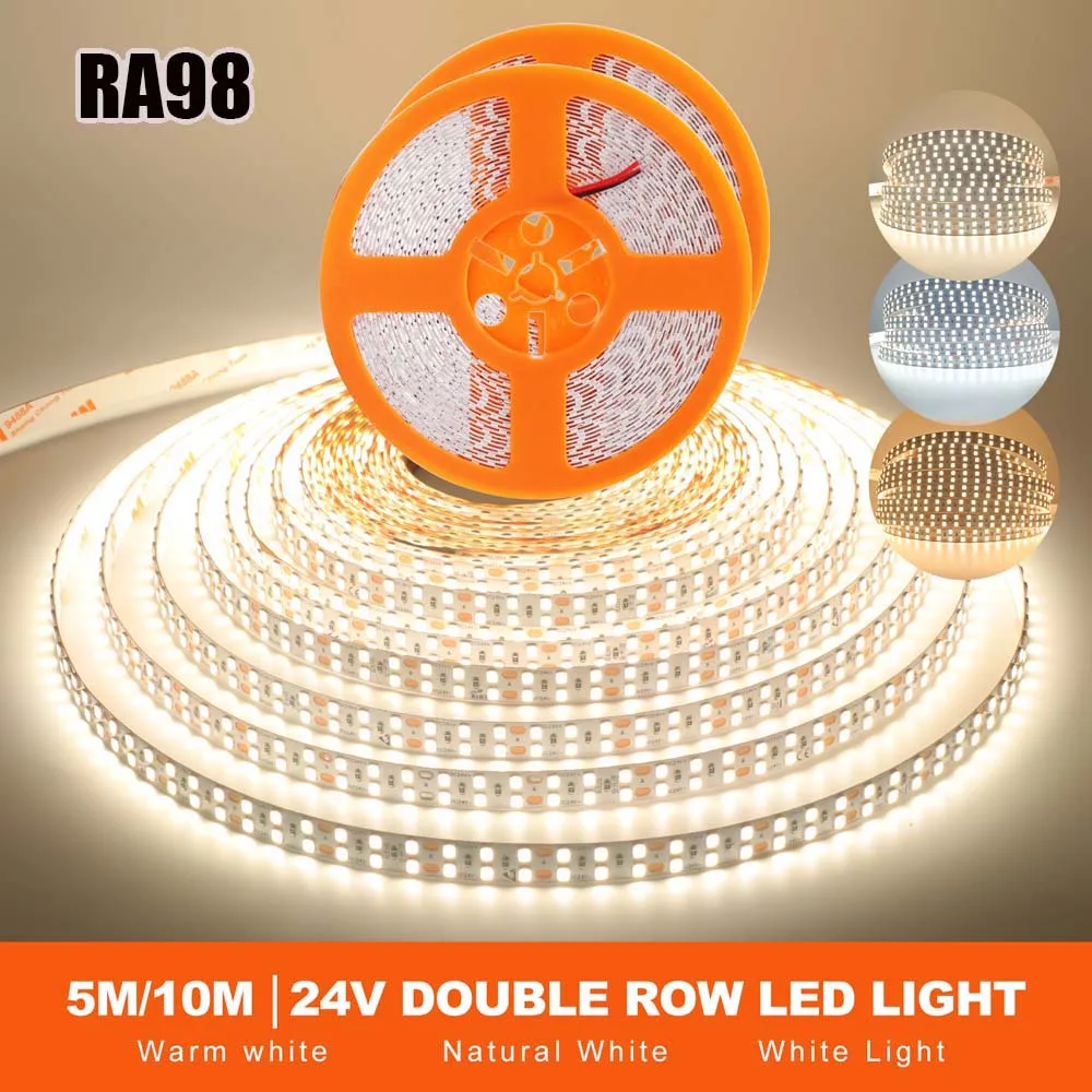 

5M 10M RA98 DC 24V LED Strip IP20 SMD 2835 240Leds/M 3000K 4000K 6000K Full Spectrum Flexible Ribbon Tape Light