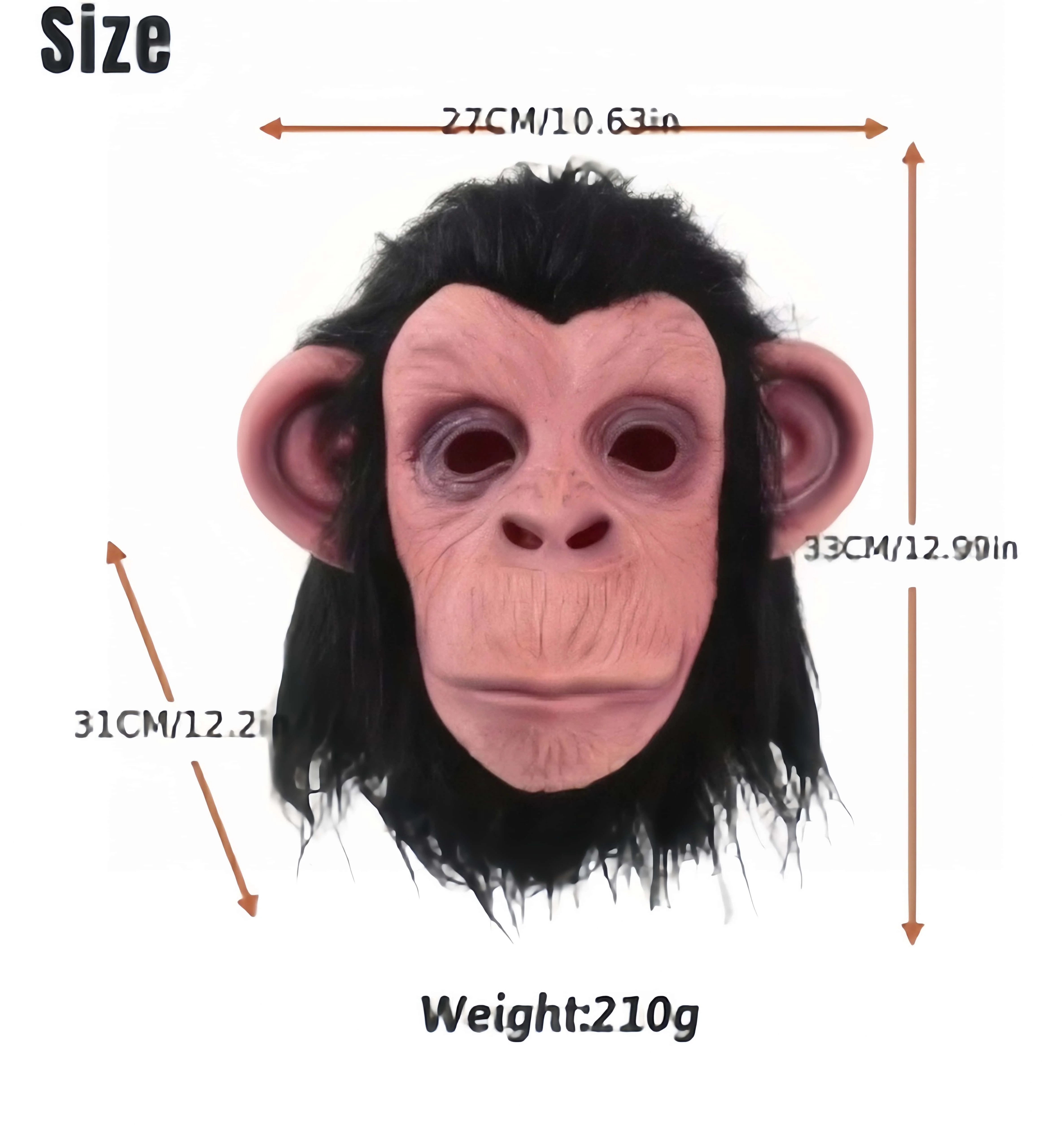 Realistic Animal Mask Monkey With Big Ears With Wig Latex Masks Dress Up Head Props Cosplay Costume Props Party Decors Accessory