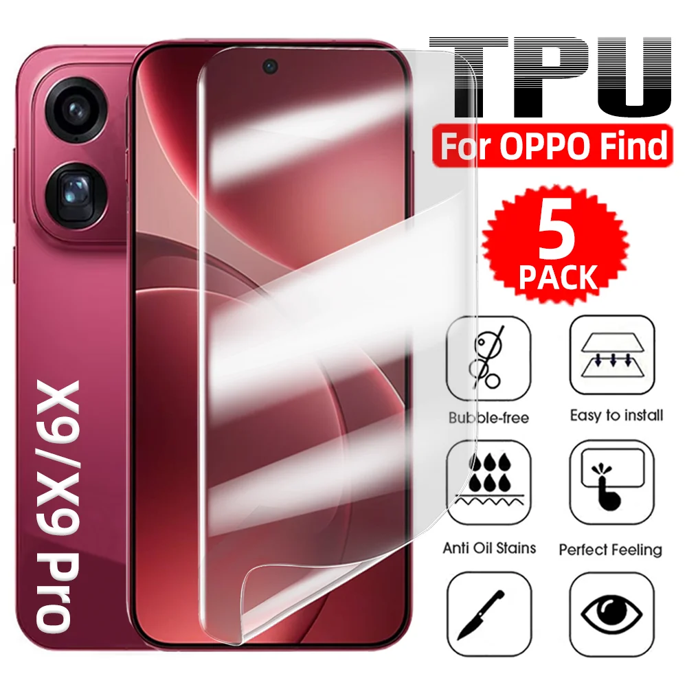 

1-5 шт. для OPPO Find X9/X9 Pro, мягкая гидрогелевая пленка из ТПУ, изогнутая защитная пленка с полным покрытием, ультратонкая защитная пленка от царапин