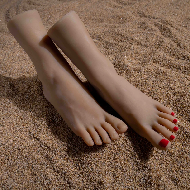 

Cloned Foot Model Lifelike Silicone Female Feet Fake Nail Rubber Mannequin Dummy for Shoes Display Massage Salon TPE 3700