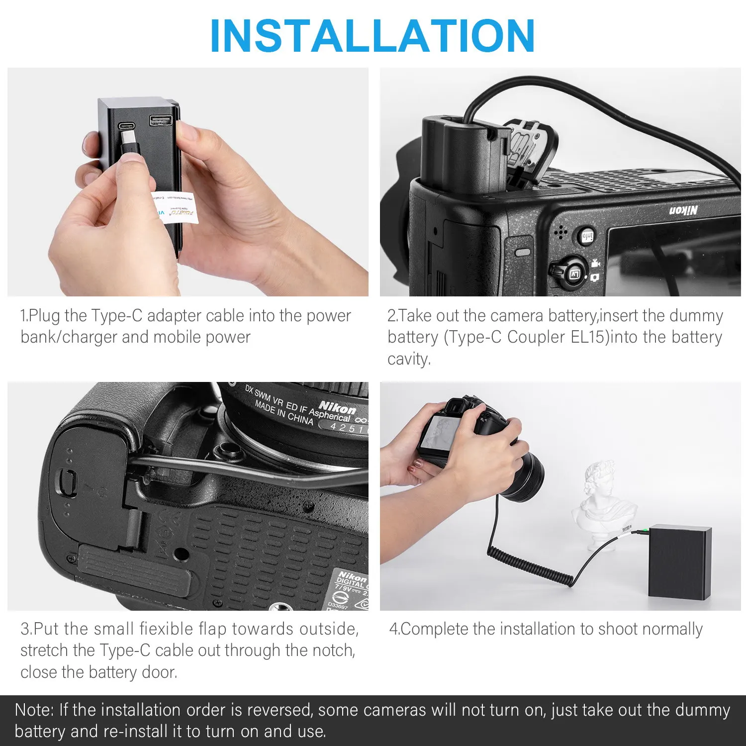 FOMITO EN-EL15 Сменный адаптер типа C для Nikon D500 D600 D610 D750 D780 D810 D800 D850 D7500 D7200 D7100