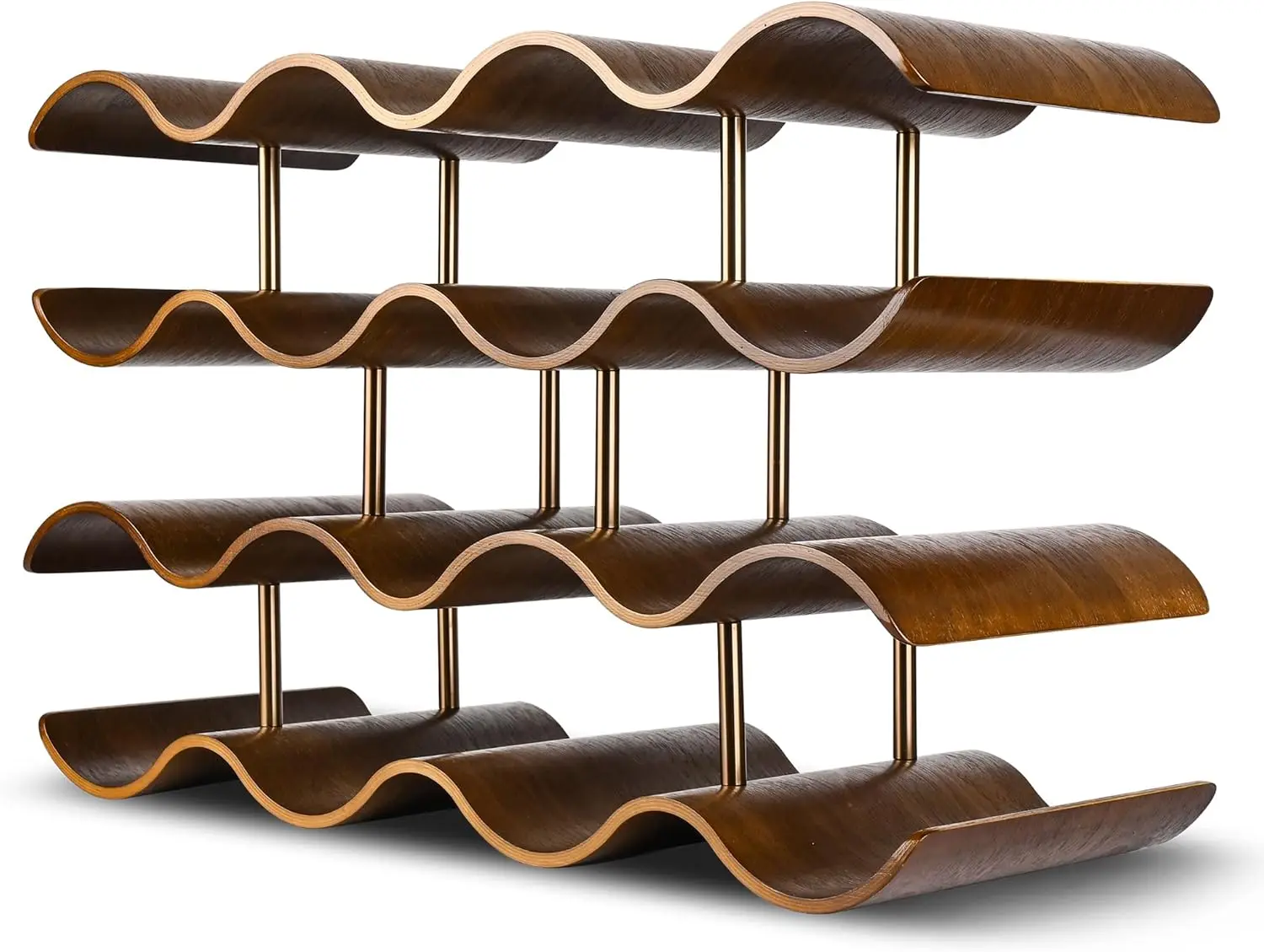 

Деревянная подставка для 14 бутылок вина с волнообразным дизайном, отдельно стоящая, для хранения на кухне или в баре