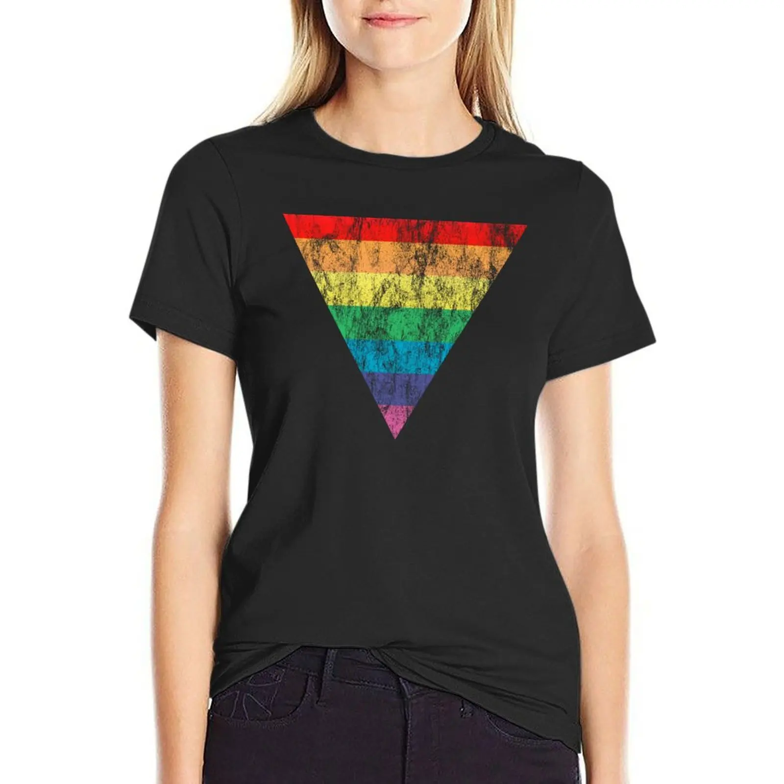 rainbow triangle T-Shirt female summer clothes white t-shirts for Women