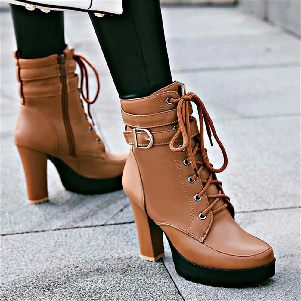 Shoes Women Motorcycle Boots Autumn Winter Ladies Boot 2024 Stylish Lady Ankle Boots High Heel Platforms Sexy Botas Buckle White