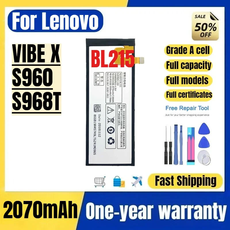 BL215 for Lenovo VIBE X/S960/S968T  Phone Battery High Quality High Capacity Battery Replacement Bateria Grade A Cell with Tools