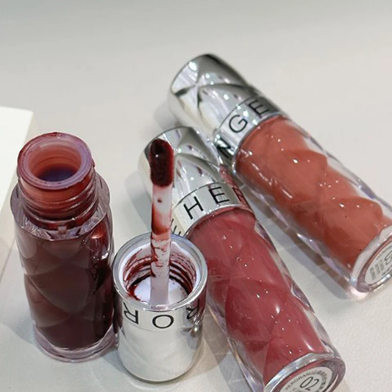 Brillo de labios transparente rojo de 6 colores, brillo de labios duradero, luz de agua de espejo, cristal de gelatina, aceite de labios, lápiz labial impermeable, maquillaje de tinte transparente desnudo