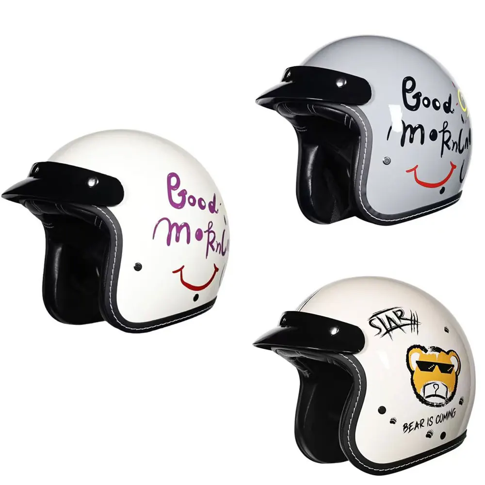 

Сертификация DOT мотоциклетный шлем женский ретро милый полуоткрытый мотоциклетный шлем дышащие аксессуары для беговых мотоциклов