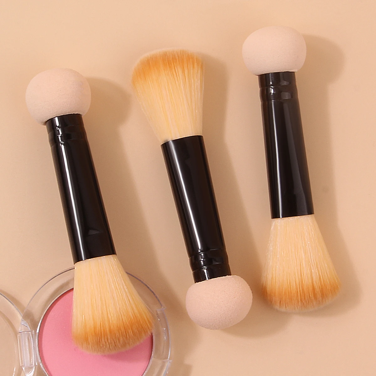 Pinceau de maquillage à double tête, 3 pièces, à la mode, pour plâtrage lâche, correcteur, conception de tête en éponge, outil de beauté multifonctionnel