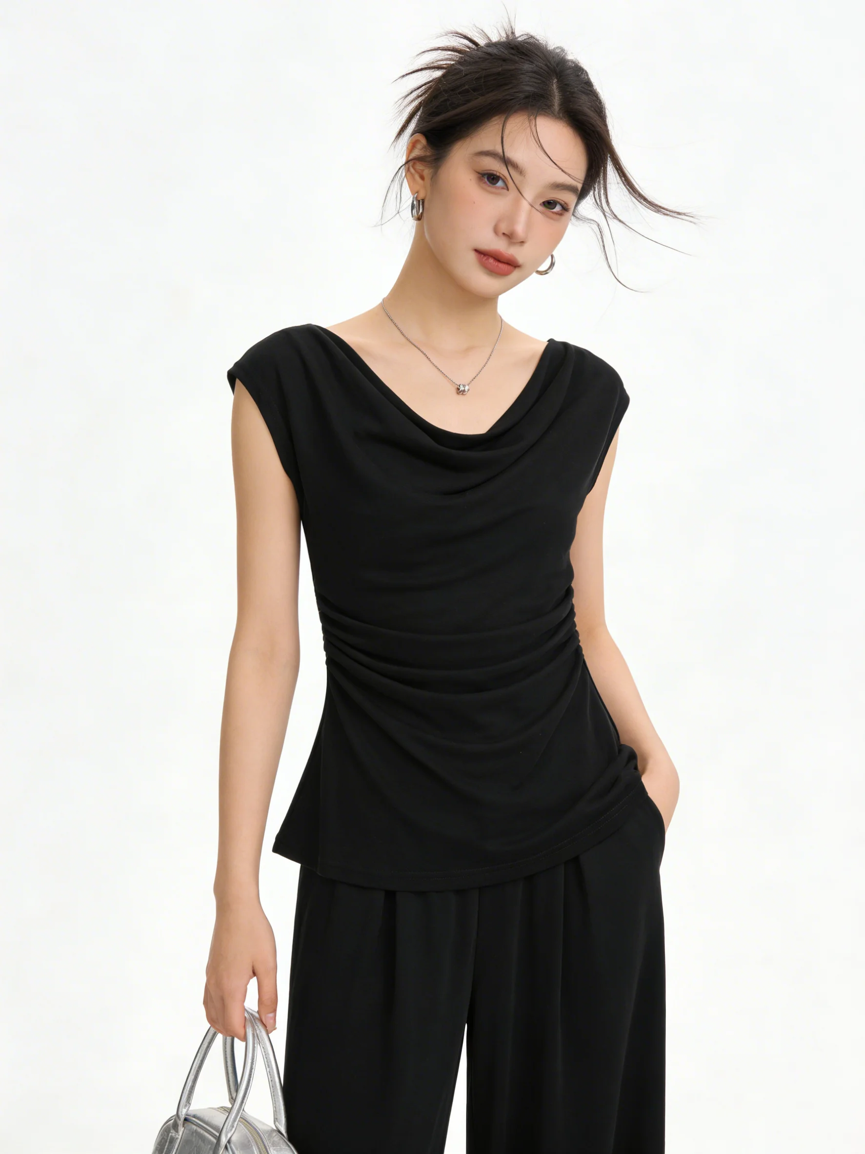 

Весенний легкий комплект из двух предметов: брюки-палаццо и жилет Maturi Sle Sweet And Spicy для женщин, повседневный, дышащий