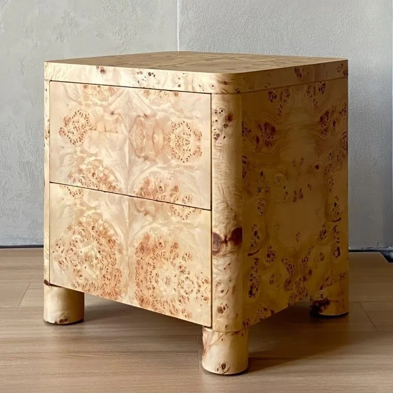 Medieval solid wood tree tumor bark bedside table, retro wind edge cabinet, designer home bedroom light luxury locker