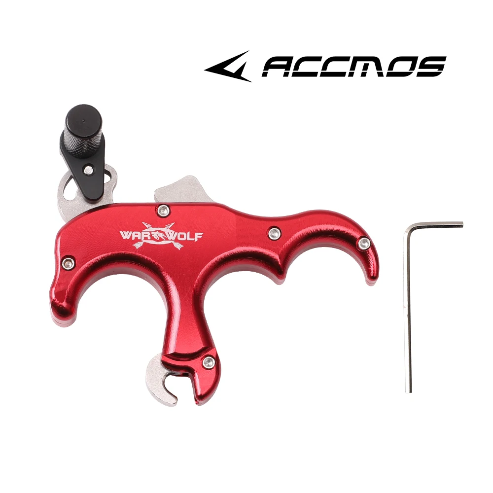 ACCMOS 3-Finger-Bogenschießhilfe, verstellbarer Auslöser, Aluminium-Compound-Bogen-Auslösehilfe für die Jagd, für Links- und Rechtshänder – Detail 3