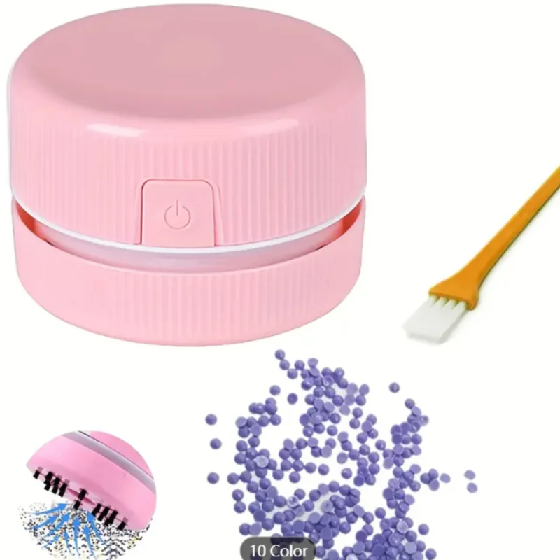 

Compact Pink & Blue Cordless Mini Vacuum for Keyboard, Car, Desk, Laptop - Lightweight, Rechargeable, Portable with Dust Brush,