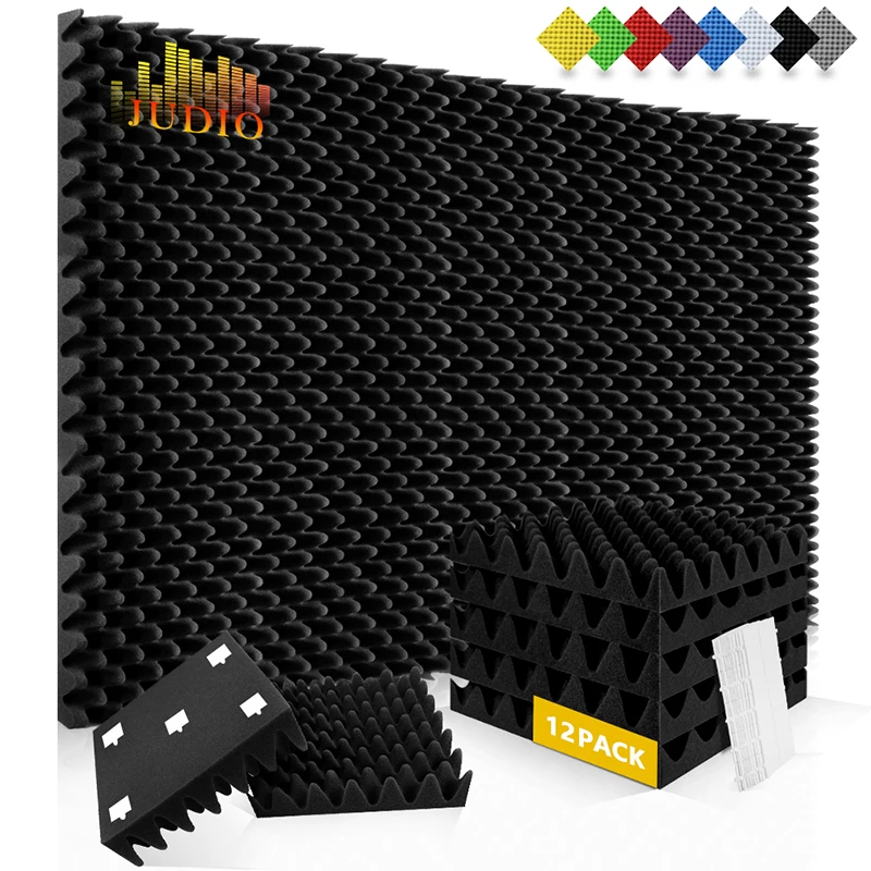 

Black Foam Padding Acoustic 12 Pack, Acoustic Sponge Egg Crate Wall Panels, For Home Office Recoding Studio Noise Canceling