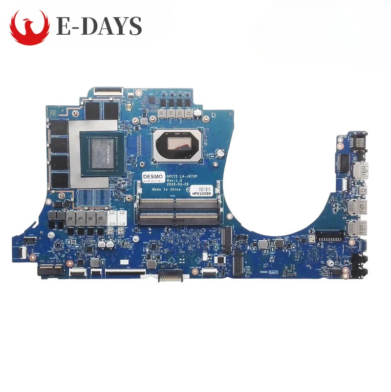 For HP Omen 15-DH Laptop Motherboard LA-J662P Mainboard CPU I5-10300H I7-10750H GPU N18E-G0-A1 N18E-G1-B-KD-A1 100% Tested Ok