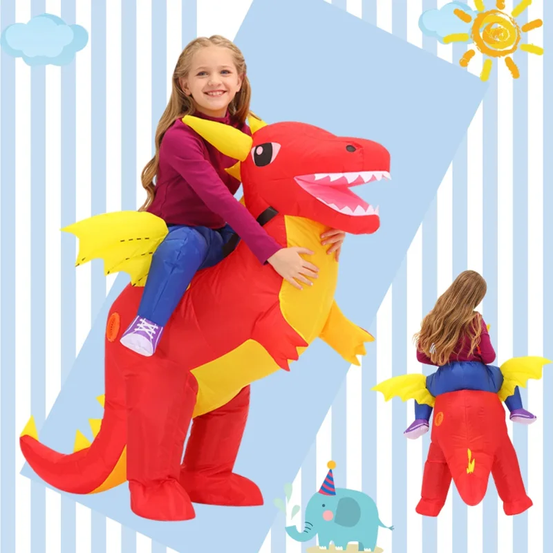 Disfraces inflables de unicornio y dinosaurio para niños, disfraz de Halloween, Animal de fantasía, Purim, regalo de cumpleaños para niños y niñas