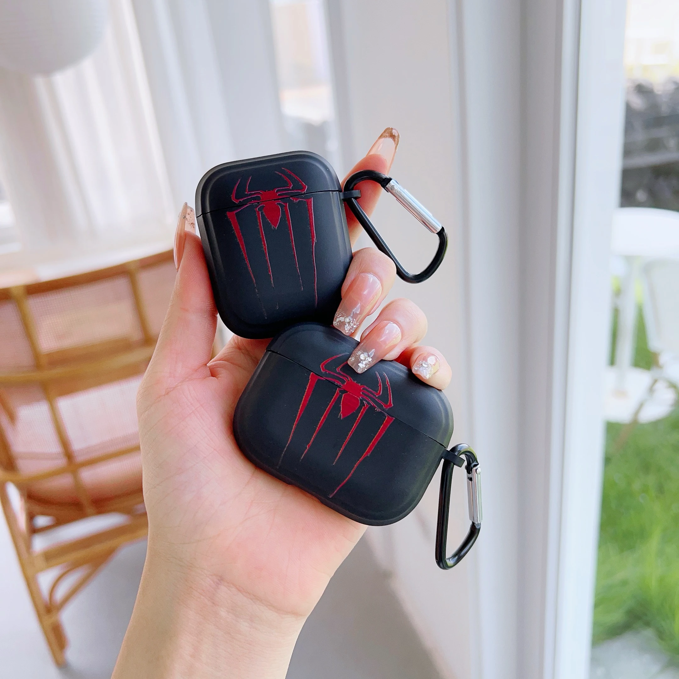 Wireless Bluetooth Earphone Cover For AirPods 1 2 3 Pro 2nd Generation Case Gift For Friends Red Spider Case Man Black And White