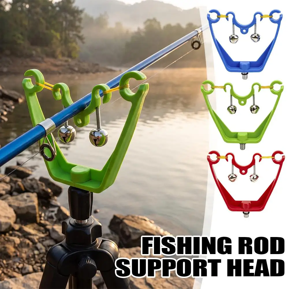 Bow Shape Fishing Rod Rest Head With Twin Bells Bite Alarm Threaded Connector Carp Fishing Rod Holder For Bank Angling Fishing