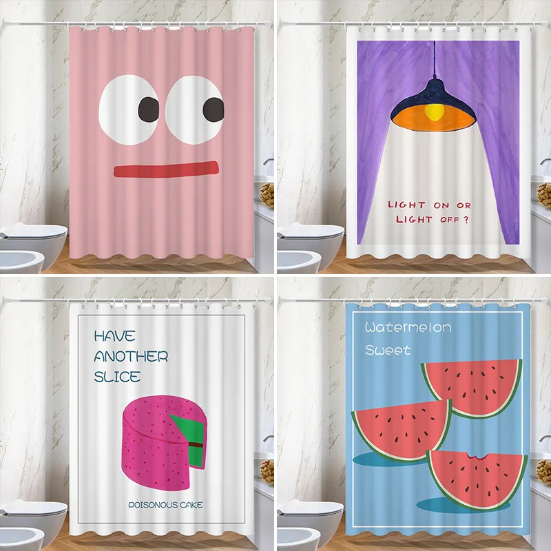 

Мультяшная забавная серия, моющаяся грязеотталкивающая занавеска для душа, насадка для душа, водонепроницаемая полиэстеровая занавеска для ванны для домашнего декора