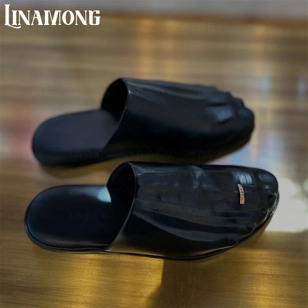 

Foot Toe Ring Slippers Five Separate Finger Leather Slippers Novelty Designer Luxury Handmade Slippers Comfortable Slip on Shoes