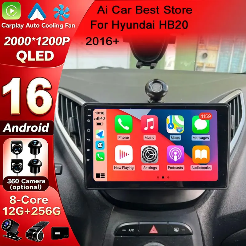 Android 16 Carplay 360 Camera For Hyundai HB20 2016+ Autoradio Navigatie Multimedia Speler 2Din DVD Auto Stereo WIFI + 4G