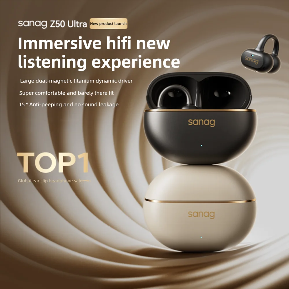 Sanag Z50 Ultra Open Ear Clip on Bluetooth Earphone HiFi Sound OWS