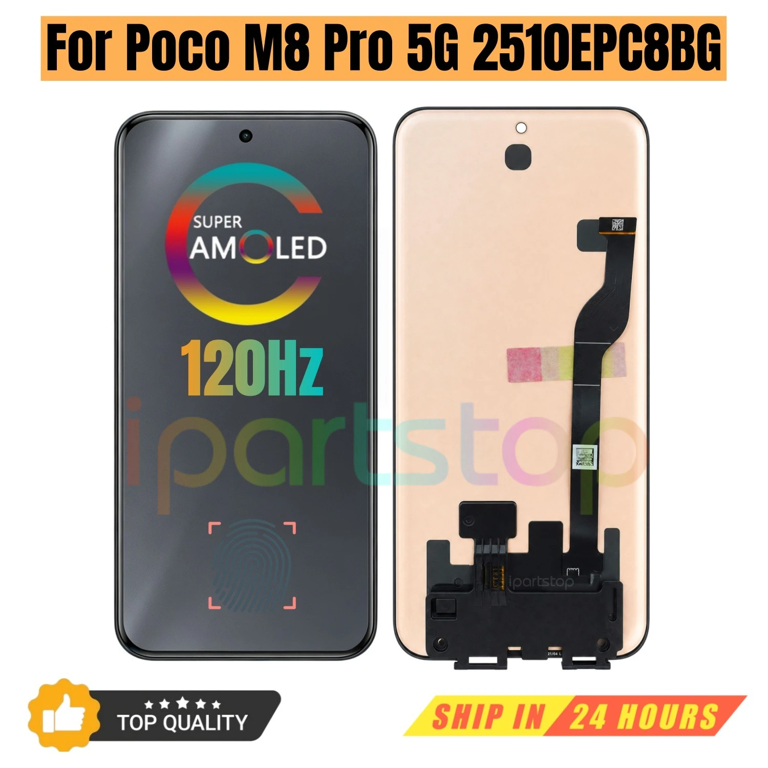 iParts Replacement New Display for Xiaomi Poco M8 Pro 5G 2510EPC8BG 120Hz AMOLED Touch Screen with Frame Assembly OEM