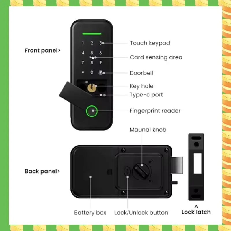 

AB53 Fingerprint Outdoor Garden Lock Remote TUYA WIFI App Smart Life Code Keyless Smart Door Lock Electric Rim Lock