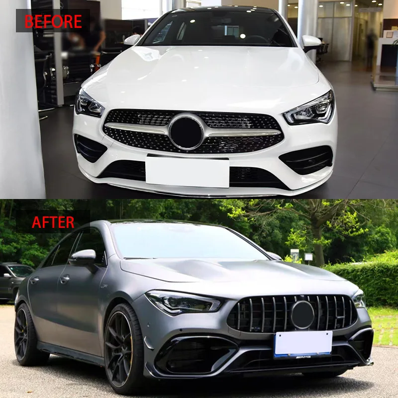 

Glossy Black Radiator Grilles For 2020-2023 Mercedes Benz CLA W118 Racing Grilles Bumpers Body Kit Hood Gloss Black