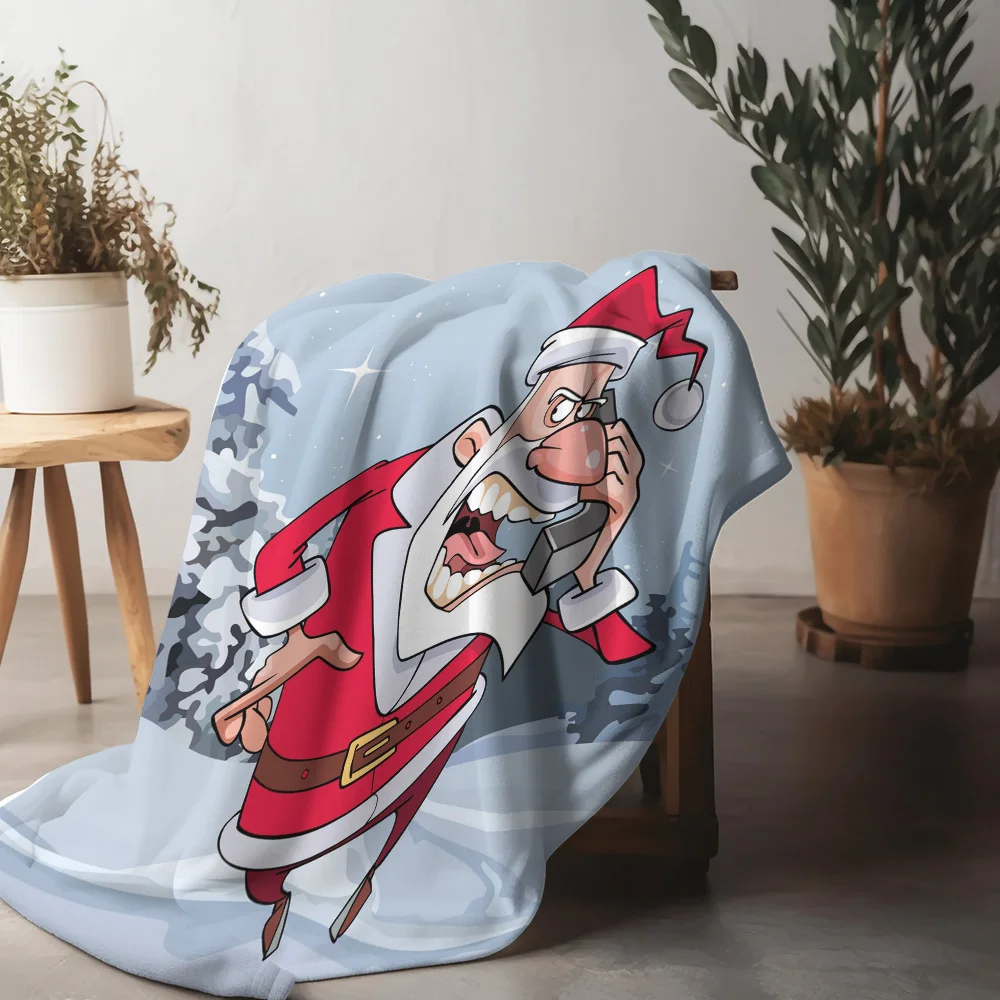 

Tu Funny Santa Claus Throw Blanket Cozy Flannel Fleece Blanket Reversible Christmas Gift Home Decor Holiday Dorm Room Bedding