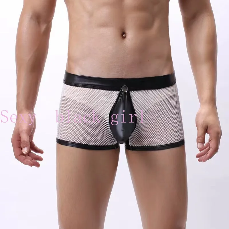 Sexy Men\'s Vegan Leather Black Underwear - Stylish and Seductive Briefs for Men