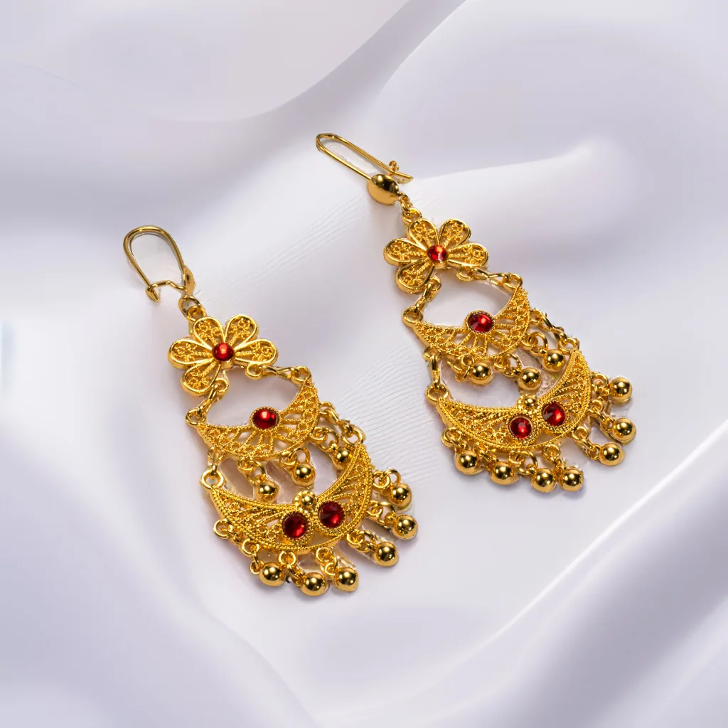 9999 gold earrings - wedding earrings for African Nigerian women, featuring ethnic style design