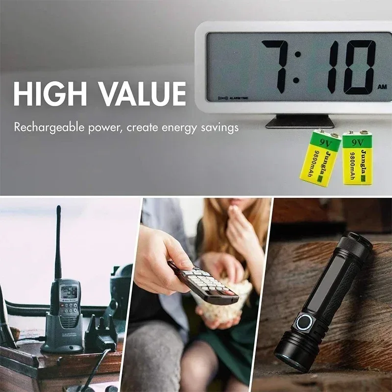 2026 9V 9800mAh li-ion Rechargeable battery Micro USB Batteries 9 v lithium for Multimeter Microphone Toy Remote Control KTV use