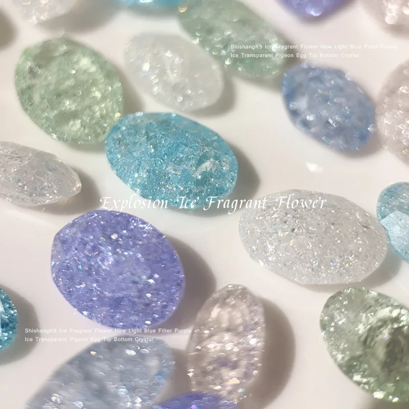 5pcs Nail rhinestones charms crystal ice flower diamond nail art jewelry light blue transparent white diamond accessories