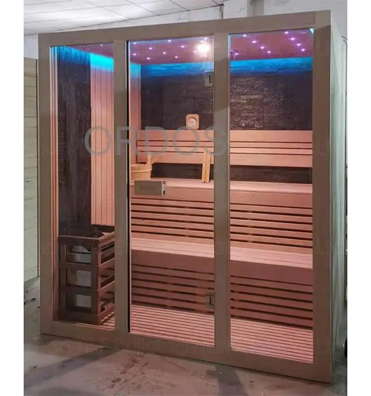 Hemlock-Banho De Sauna De Barril Em Casa De Madeira, Sala De Vapor Seco E Molhado, Sauna Exterior Infravermelha Distante