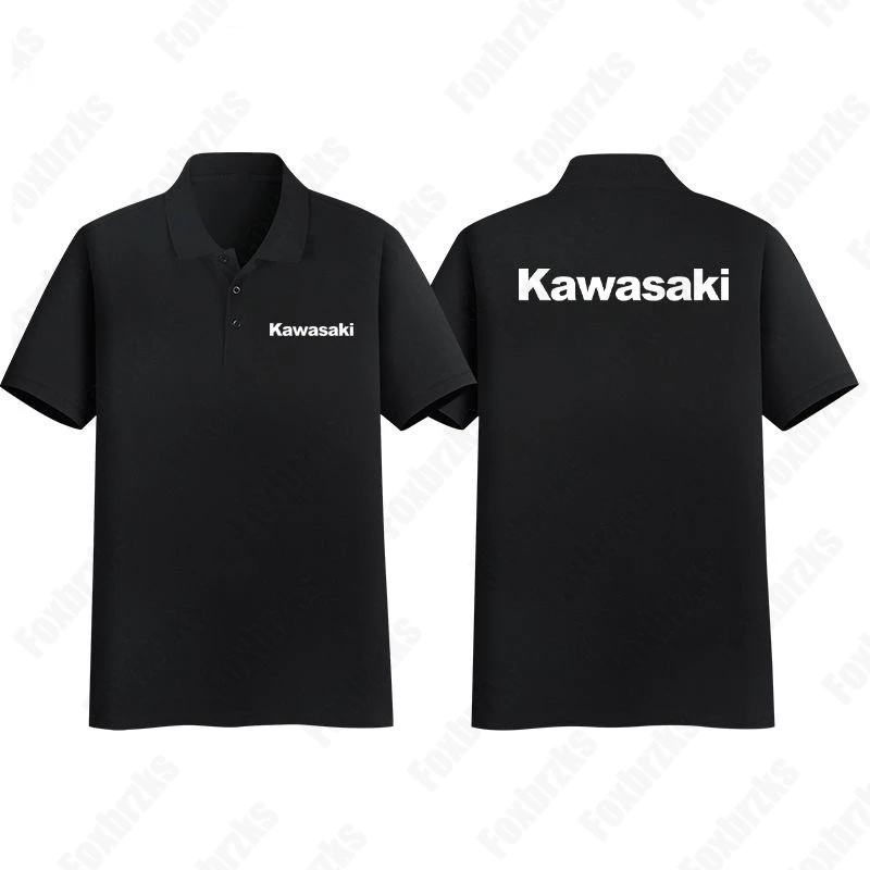 Polo de locomotiva garra demoníaca Kawasaki, motociclista, terno de ciclismo adulto, camiseta de algodão para menino, verão 24/25