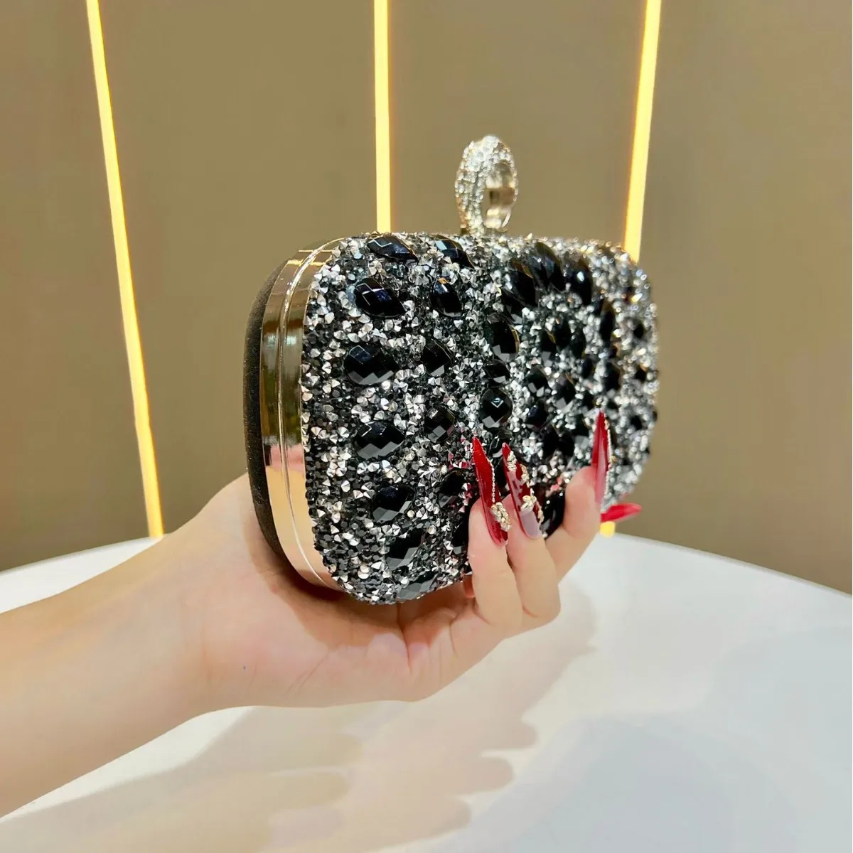 Sac de soirée en strass pour femmes, pochette entièrement en cristal, portefeuille élégant pour fête, Banquet, Mini sac à bandoulière pour événements de Cocktail