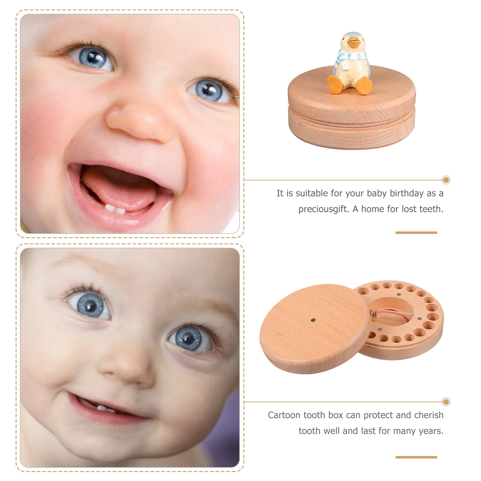 

1Set Baby Teeth Storage Organizer Safe Tooth Holder Deciduous Tooth Collector for Birthday Christmas