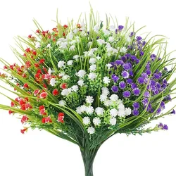 Flores artificiales de plástico falso, plantas verdes resistentes a los rayos UV para boda, interior, hogar, cocina, decoración de Jardín, Exterior