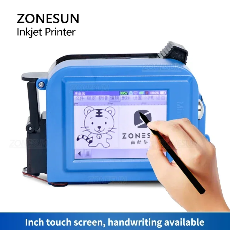 ZONESUN ZS-DC1 Handheld Inkjet Printer Portable Date Coding Machine 12.7mm QR Code Barcode Batch Serial Number Bottles Packaging