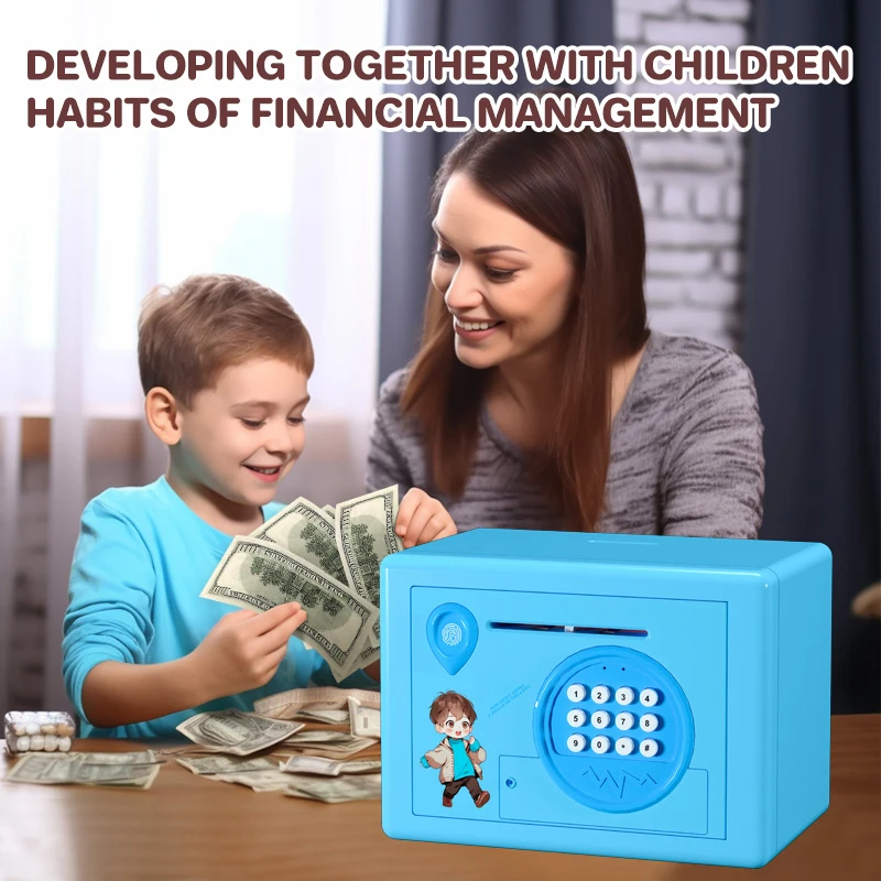 Children Fingerprint Password Box Piggy Bank Atm Toy Colorful Kids Money Steel Electronic Digital Deposit Safe Box Toys Gifts