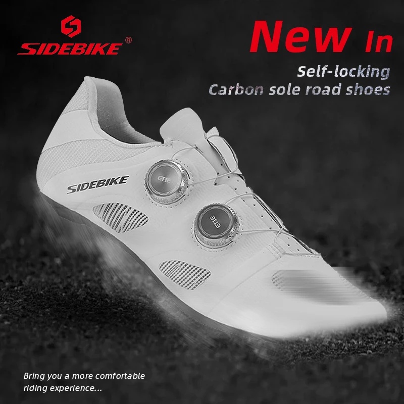 

SIDEBIKE Self-lock Road Bicycle Shoes for Men Carbon Fiber Speed Cycling Sneaker Breathable Upper Outdoor Sports Shoes Anti-slip