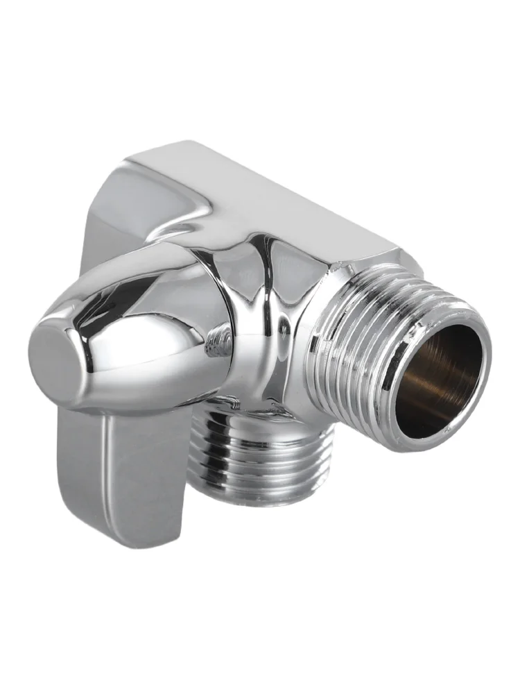 Rust Resistant Diverter Valve, Brass Chrome T Shape Adapter for Shower Head Mounted, Easy to Install and Clean
