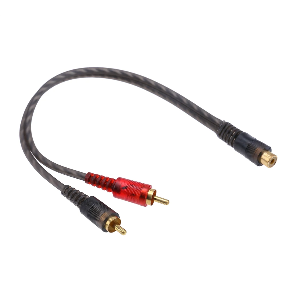 1pc 27CM 1 RCA Female to 2 RCA Male Splitter Cable Y Splitter Pure Copper Cord Audio Cable for Car Subwoofer Player PC Headset