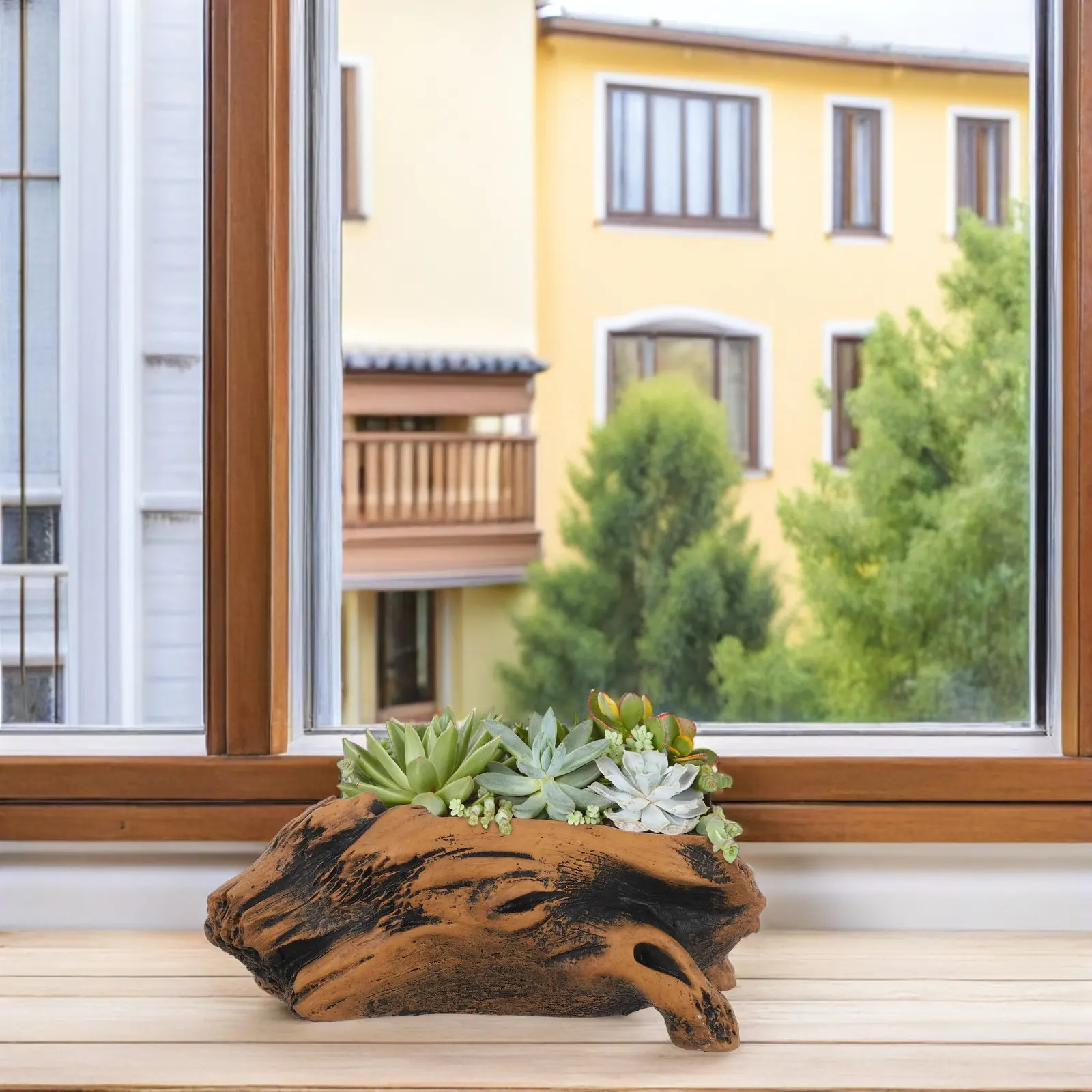 Artistic Cement Tree Stump Planter Retro Root Design Flowerpot for Succulents Office Home Decor Vintage Imitation Root Pot