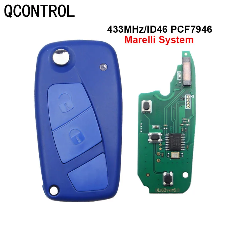 QCONTROL 2 Buttons Transponder Chip Flip Remote Key For Fiat 500 Fiorino Qubo Panda Idea Punto Stilo Ducator Marelli System