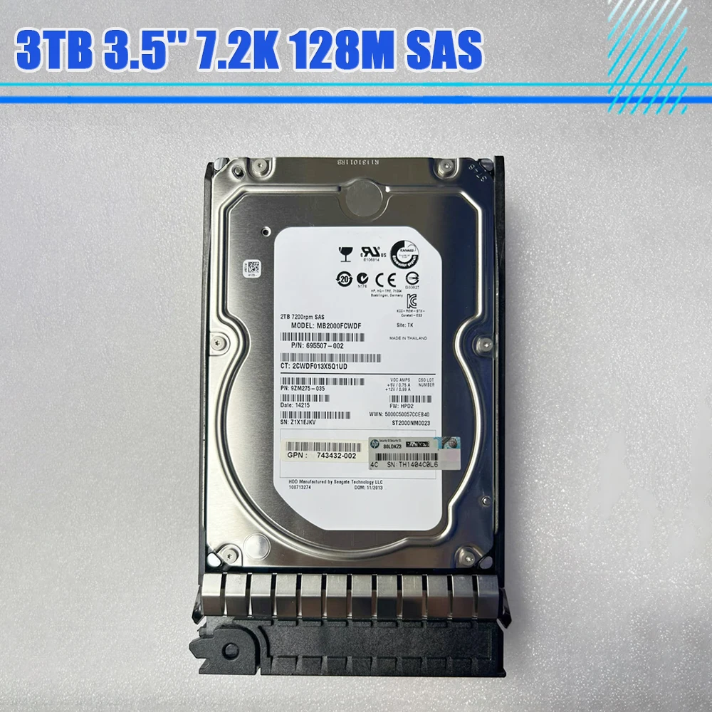 

3TB 3.5'' 7.2K 128M SAS HDD ST3000NM0023 Enterprise Level Hard Drive For DELL