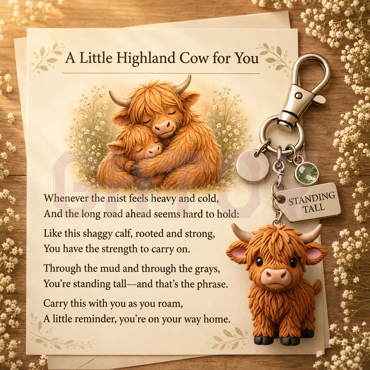 A Little Highland Cow for You Keychain Cute Monthly Cow Pendant Plush Bag Charm Backpack Key Ring Birthday Gift for Girls Women