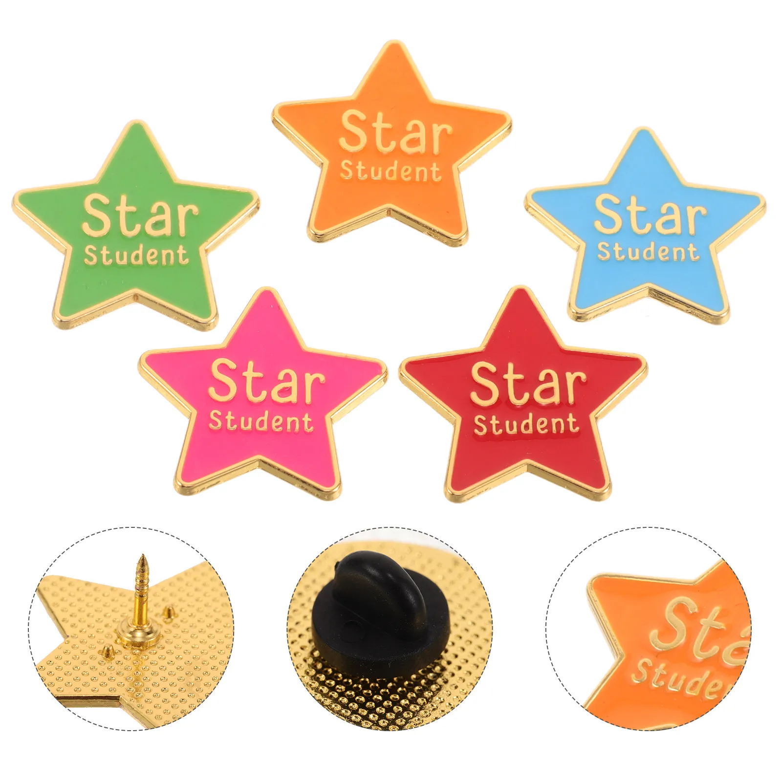 10Pcs Star Badge Lapel Pins Motivational Classroom Award Prizes for Students Recognition Reward School Achievement Brooch