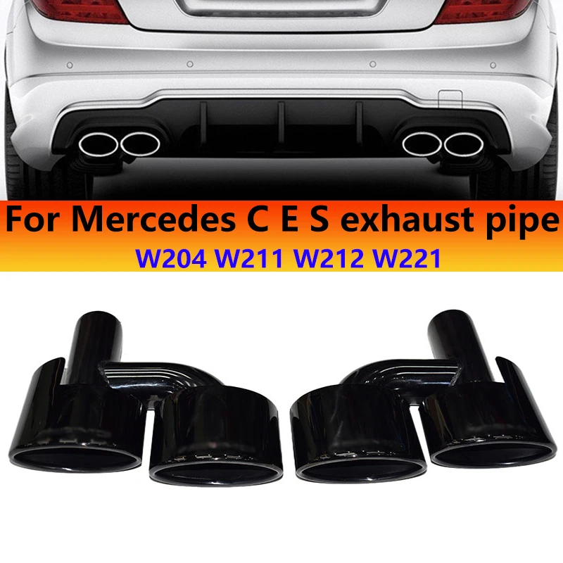 For Mercedes-Benz C-Class W204 E-Class W212 S-Class W220 Muffler Exhaust Pipe Upgrade C63 AMG R Welded Oval Exhaust Pipe Tips